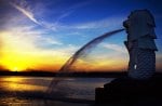 incredible sunset over fountain