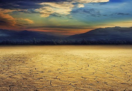 beautiful dry lake - clouds, dry, lake, mountains