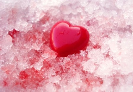 Wounded Heart - abstract, heart, red, wounded, snow