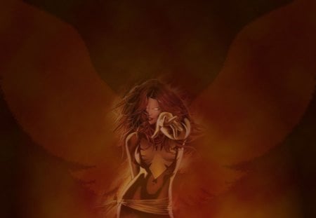 dark phoenix - girl, phoenix, dark, wallpaper