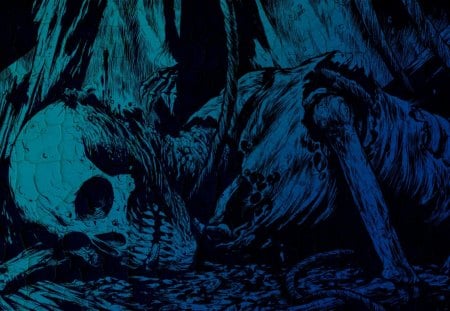 BLUE SKELETON - death, black, skeleton, blue