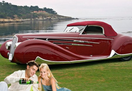 DeLaHaye Custom Made Car - picnik, car, couple, red