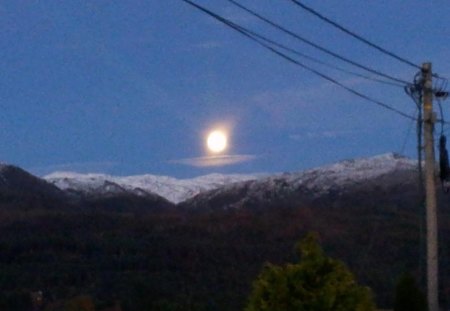 Blood Moon - blood, skies, moon, nature, snow, mountain