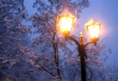 lights - lantern, winter, snow, light