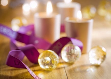 ๑♥๑ The magic of the holidays ๑♥๑ - warm, yellow, fashion, entertainment, cozy, light, magical, precious, purple, hope, burning, ribbon, candles, atmosphere, forever, love, ambiance, bow