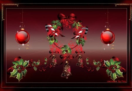 Red Wreath Christmas 1200x800 - christmas, wreaths, winter, red, ornaments, holly, holidays