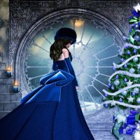 'Princess with Christmas Tree'