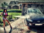 girl washing the car