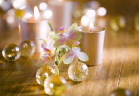 ๑♥๑ Magical ambiance ๑♥๑ - warm, fashion, crystal ball, entertainment, cozy, light, magical, soft color, flowers, burning, golden, candles, sparkle, forever, decor, love, christmas, ambiance, bright, orchids