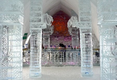 Hotel de glace - Quebec city - interiors, beautiful, glace, hotel, architecture, glass