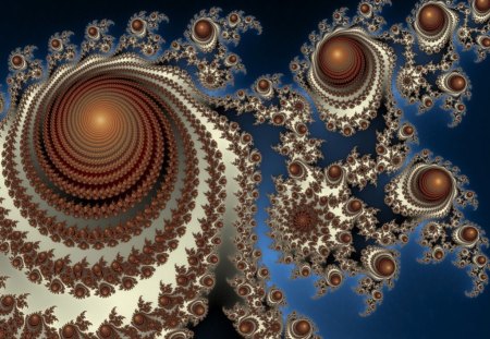 Fractals - fractals, abstract, blue, brown