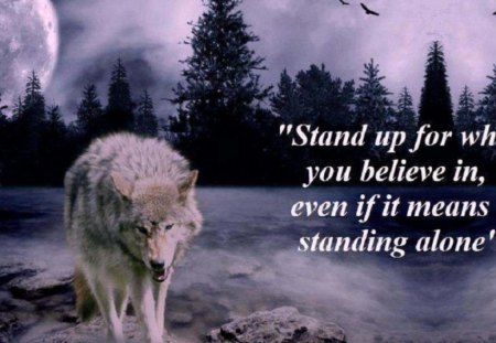 Stand Up - wolf, moon, abstract, trees, animals, fantasy