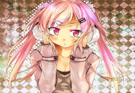 Haruka - big breasts, girl, haruka, pink hair, long hair, pink lips, anime, sweet, cute, pink eyes