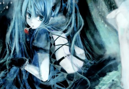 hatsune miku gothic - black dress, anime, gothic, miku