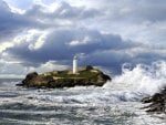 lighthouse on a stormy point