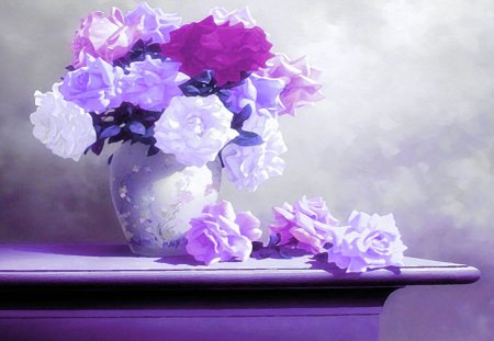 Still Life - flowers, vase, purple, nature