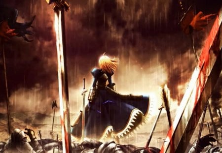 Saber - anime, saber, war, swords