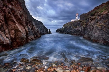 Forbidden Cove - sea, cove, forbidden, lighthouse