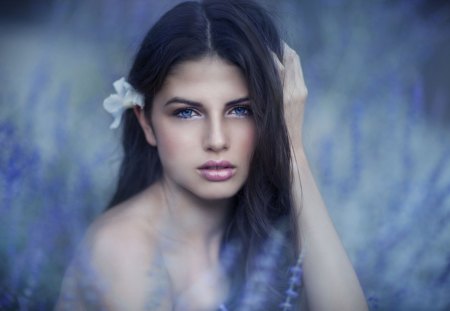 Lavender - lavender, woman, eyes, blue