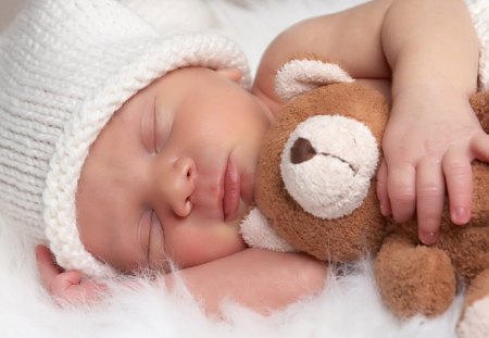 Baby Sleeps - baby sleeps, game bear, abstract, good night