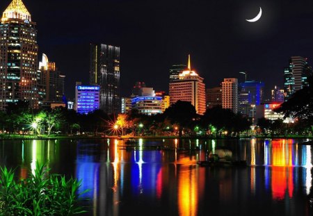 Evening Lights of Bangkok - nature, cityscapes, evening, night, lights