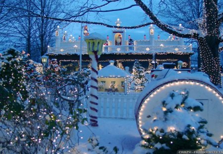 waiting for Christmas - christmas, winter, decoration, blue, lights, holydays