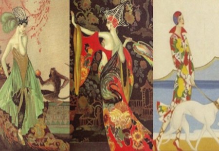 Ladies of the 20s - 20s, three, collage, art deco