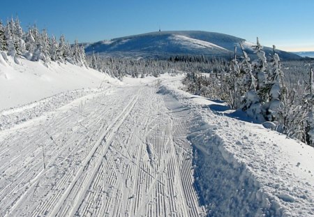 very snowy road - road, very, winter, snowy