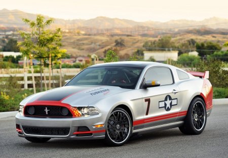 Red Tails Mustang - ford, mustang, black wheels, tribute