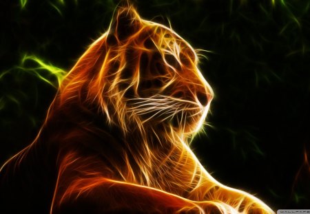 Fractal tiger - fractal, majestic, tiger, widl