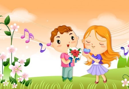 Cute couple - boy, music, girl, rose, love