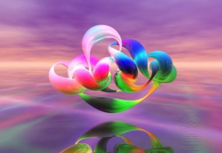 3-D Rainbow Flower - abstract, colorful, 3-d, rainbow, bright, color, flower