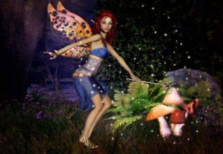 Fairy - mushroom, fairy, fantasy, abstract