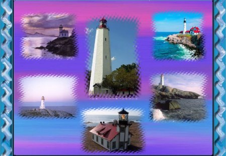 Lighthouses collage - lighthouse, nautical, collage, background, wallpaper