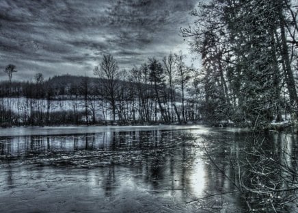 winter pond - winter, pond