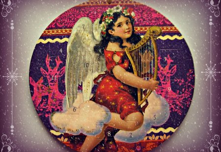 ♥     .*.*.*.Advent Calendar (frontside).*.*.*.     ♥ - abstract, advent, calendar, angel, christmas, fantasy, harp, wings, xmas