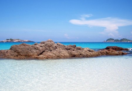 redang island off the coast of malaysia - clear sea, island, beach, rocks