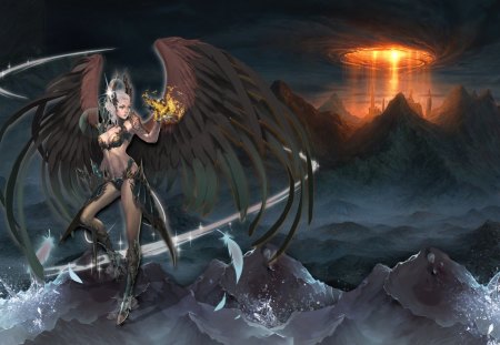 Aion - aion, dark, wing, lineage, asmodian, fantasy