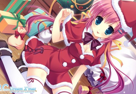 Christmas (anime) - christ, girl, hot, pink, hair, anime, cute, christmas