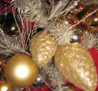 Christmas decorations with gold ornaments