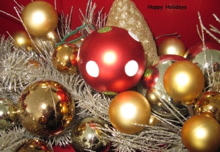 Christmas decorations 23 - red, silver, balls, gold, ornament, photography