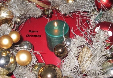 Christmas decorations 54 - red, candle, silver, gold, ornament, photography, green