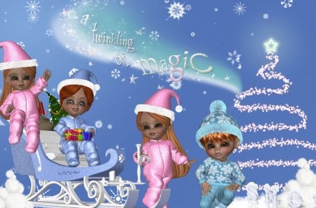 Winter Kids - christmas, kids, winter, x-mas, snow