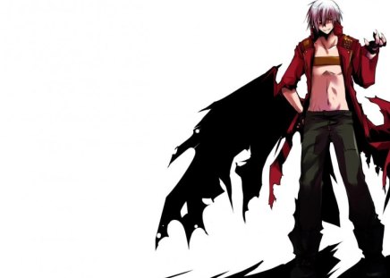 Dante - dmc, dante, anime, white background, trench coat, male, devil may cry, games, coat, video games, lone