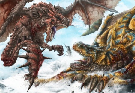 Dragon Battle - dragon, battle, fantasy, cool