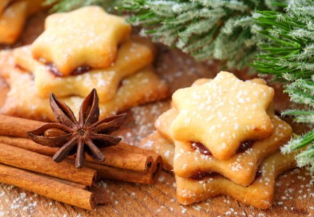 Christmas cookies - pretty, cinnamon, delicious, joy, santa claus, holiday, yummy, nice, sugar, branches, beautiful, lovely, sweet, tree, christmas, new year, cookies, candies, decorationl