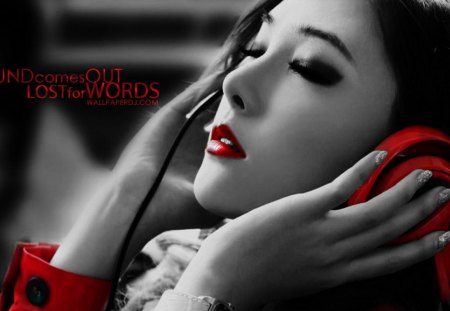 lost for words - mood, music, headphone, red