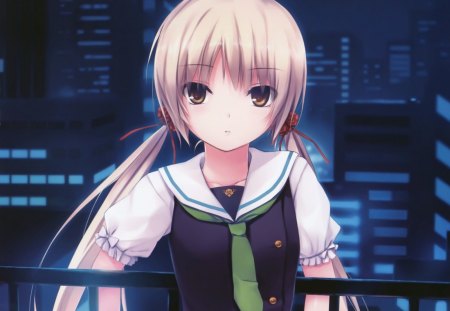 Blonde anime girl - anime, uniform, girl, school