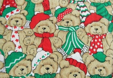 TEDDY BEAR CHRISTMAS - bears, chrisymas, red, green, teddy