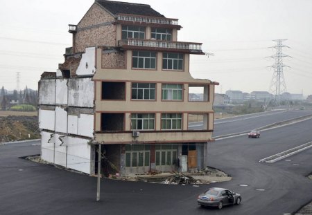 highway built around house - house, highway, china, architecture